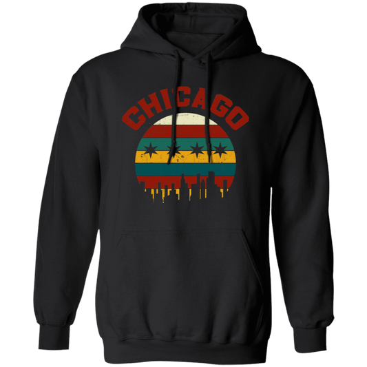 Chicago Skyline, Chicagoan Flag, Retro Chicago, Best Of Chicago Gift Pullover Hoodie