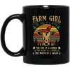 Farm Girl, Cute Cow Retro Gift, The Soul Of A Witch, Vintage Cow Black Mug