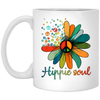 Daisy Peace Sign, Hippie Soul, Flower Lovers, Love Hippie Soul White Mug