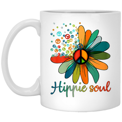 Daisy Peace Sign, Hippie Soul, Flower Lovers, Love Hippie Soul White Mug