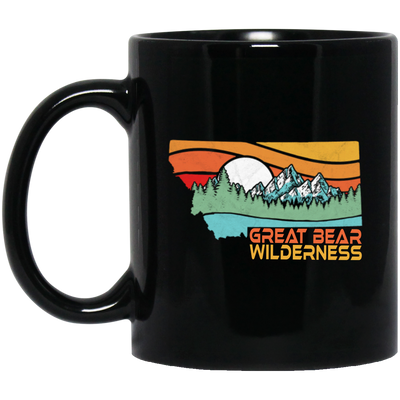 Great Bear, Montana Outdoors, Retro Mountains, Great Bear Wilderness Black Mug