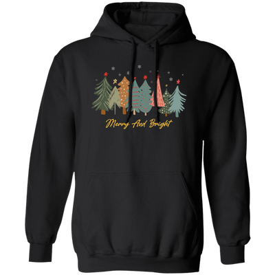 Merry And Bright, Christmas Tree, Merry Christmas Pullover Hoodie