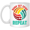Bump Set Spike Repeat, Love Volleyball, Volleyball Team White Mug
