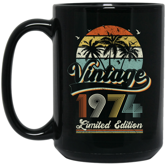 Vintage 1974, Birthday 1974, Retro Birthday, Limited Edition Black Mug