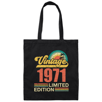 Hawaii 1971 Gift, Vintage 1971 Limited Gift, Retro 1971, Tropical Style Canvas Tote Bag
