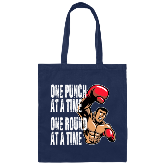 Boxing Lover, Punch Fighter, One Punch At A Time, One Round Canvas Tote Bag