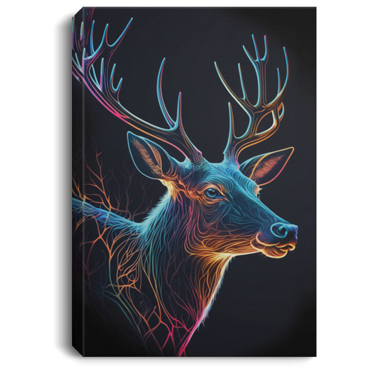 Minimalist Deer, Neon Deer Colorful, Fantasy Deer Poster, Deer Potrait Canvas