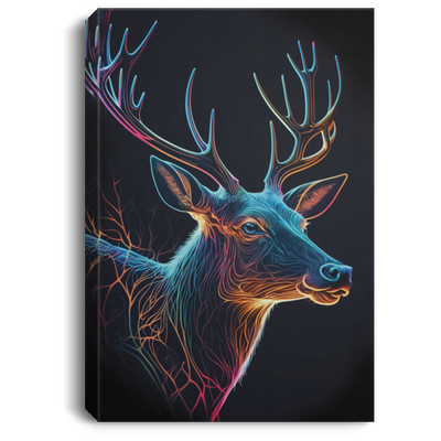 Minimalist Deer, Neon Deer Colorful, Fantasy Deer Poster, Deer Potrait Canvas