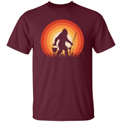 Big Foot Silhouette, Retro Big Foot, Big Foot Fishing Unisex T-Shirt