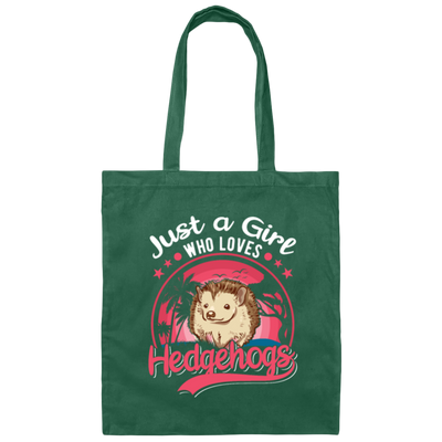 Just A Girl Who Love Hedgehog Pink Hedgehog Lover Canvas Tote Bag