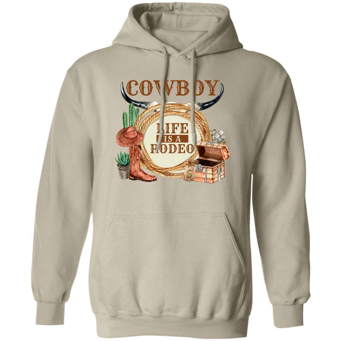 Cowboy Design, Retro Life Is A Rodeo, Love Cowboy Life Pullover Hoodie