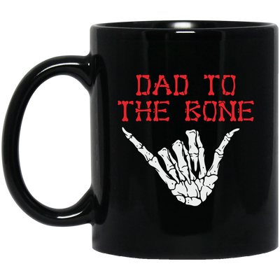 Dad To The Bone, Spooky Skeleton Hand, Funny Halloween, Trendy Halloween Black Mug