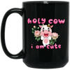 Holy Cow, I Am Cute, Cute Cow, Flower With Cow, Lovely Cow, Merry Christmas, Trendy Chrismas Black Mug