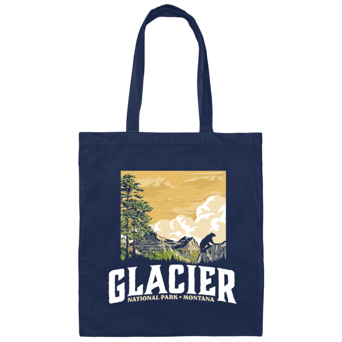 Glacier National Park, WPA Style Vintage Montana Canvas Tote Bag