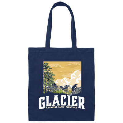 Glacier National Park, WPA Style Vintage Montana Canvas Tote Bag