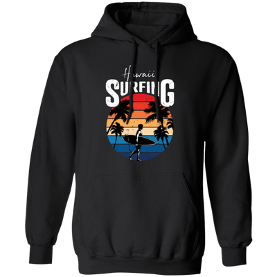 Hawaii Surfing, Retro Beach, Surfing Beach Vintage Pullover Hoodie