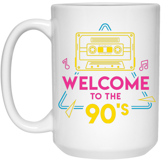 Welcome To The 90s, 90s Cassette, Disco Music White Mug