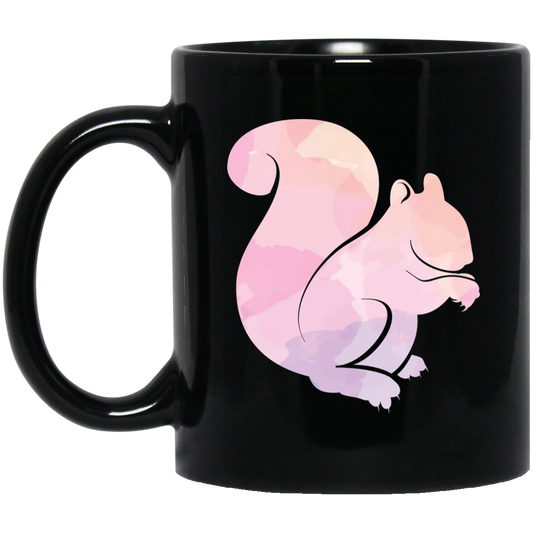 Squirrel Silhouette, Watercolor Squirrel, Animal Silhouette Black Mug