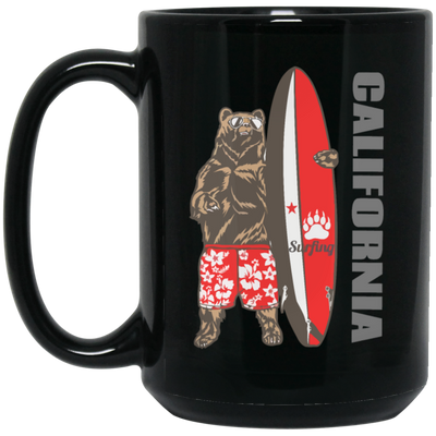 California Bear, Surfboard California, Love California, Surfboard Black Mug