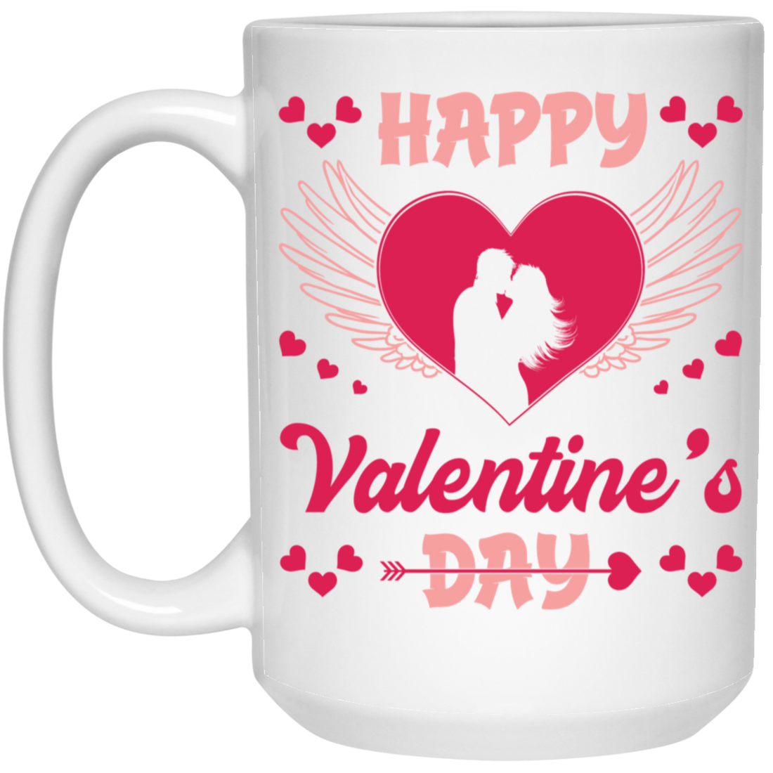 Happy Valentine's Day, Heart Swings, Pink Valentine White Mug