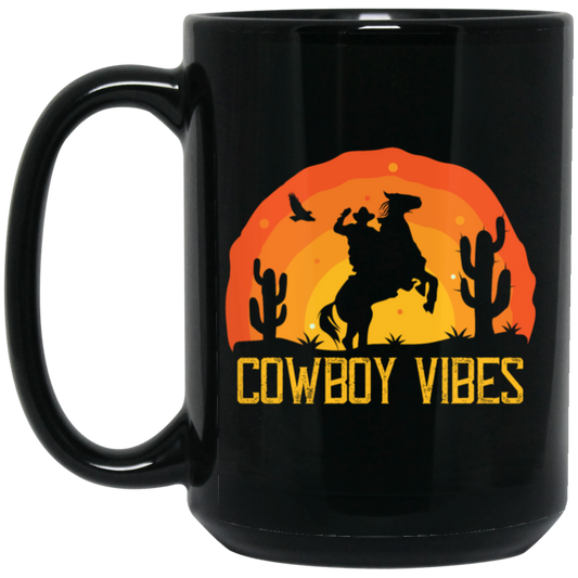 Love Cowboy, Cowboy Design, Cowboy Vibes, Retro Cowboy Black Mug