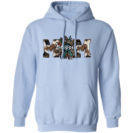 Blessed Mom, Leopard Mom, Mother_s Day Gifts, Mama Sunflower Pullover Hoodie