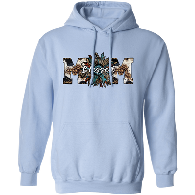 Blessed Mom, Leopard Mom, Mother_s Day Gifts, Mama Sunflower Pullover Hoodie