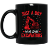 Just A Boy Who Loves Excavator, Best Exccavator Ever Black Mug