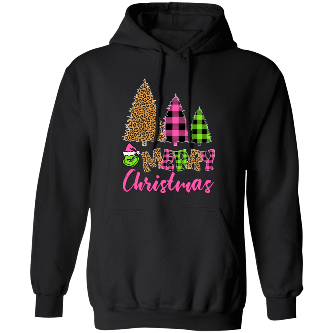 Leopard Christmas, Plaid Christmas, Trendy Grinch, Merry Christmas, Trendy Christmas Pullover Hoodie