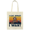 Retro Raccoon I Eat What I Want, Funny Raccoon Canvas Tote Bag