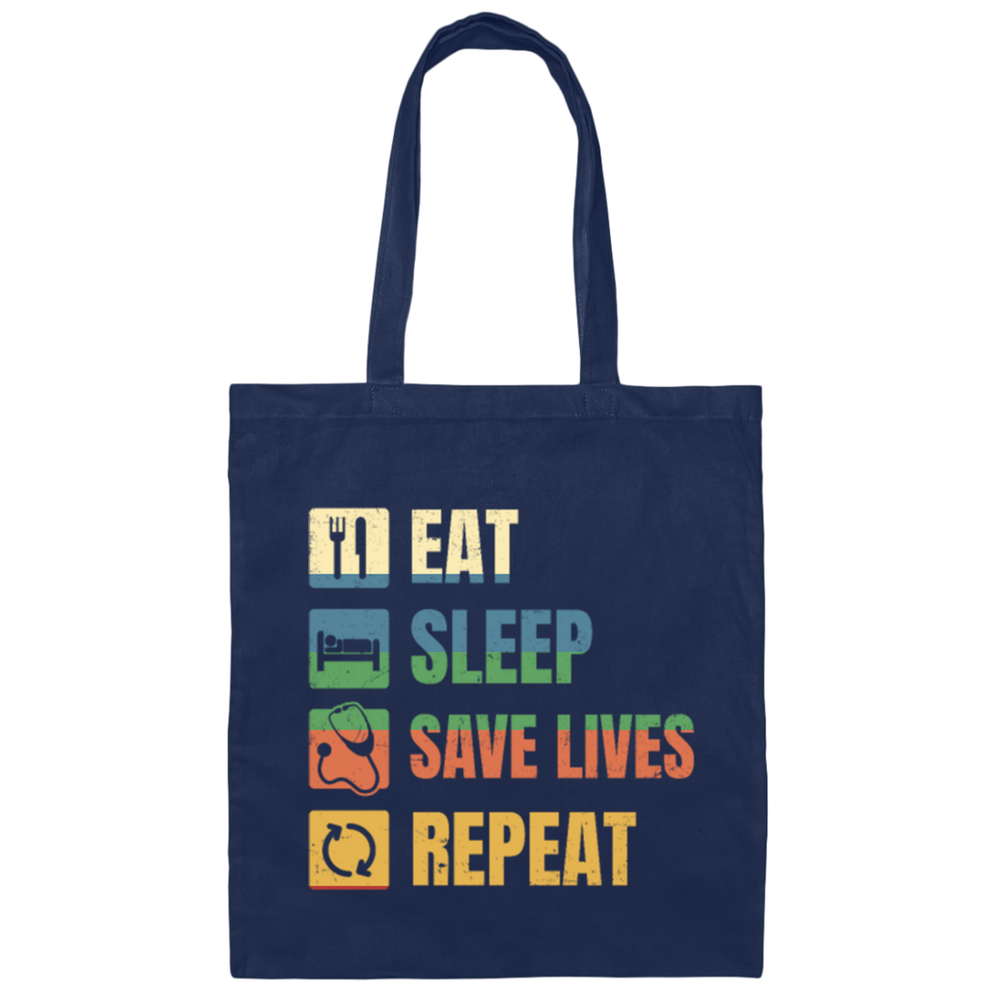 Retro Nurse Eat Sleep Repeat Gift, Nurses Rock Canvas Tote Bag