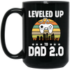 Leveled Up To Dad 2.0, Retro Father's Day, Love Daddy, Vintage City Black Mug