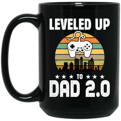 Leveled Up To Dad 2.0, Retro Father's Day, Love Daddy, Vintage City Black Mug