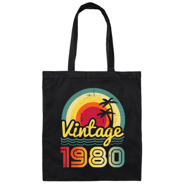 Love 1980 Gift, Retro 1980 Gift, Vintage 1980 Gift, 1980 Birthday Gift, Hawaii Lover Gift Canvas Tote Bag