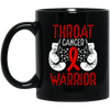 Colon Cancer Gift, Warrior Awareness, Ribbon And Gloves, Throat Cancer Black Mug