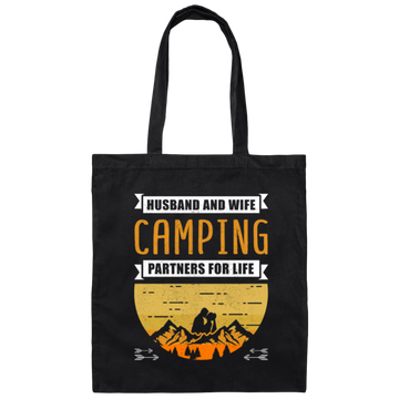 Husband And Wife Camping Partners For Life Funny Happy Camp Camping Canvas Tote Bag