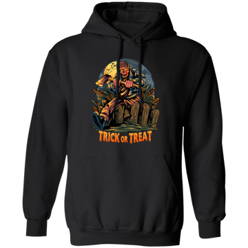 Trick Or Treat, Man Hold Axe, Halloween Night Pullover Hoodie