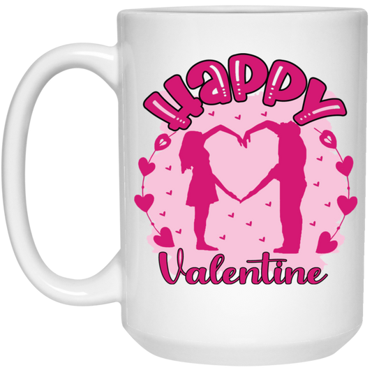 Happy Valentine, Love You, Love Valentine, Happy Couple White Mug