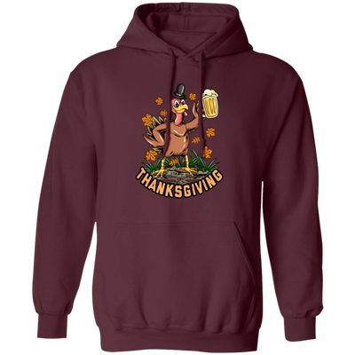 Turkey With Beer, Thanksgiving's Day, Thankful With Beer Pullover Hoodie