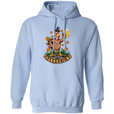 Turkey With Beer, Thanksgiving's Day, Thankful With Beer Pullover Hoodie