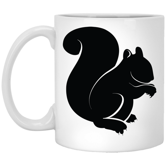 Squirrel Silhouette, Watercolor Squirrel, Animal Silhouette Black White Mug