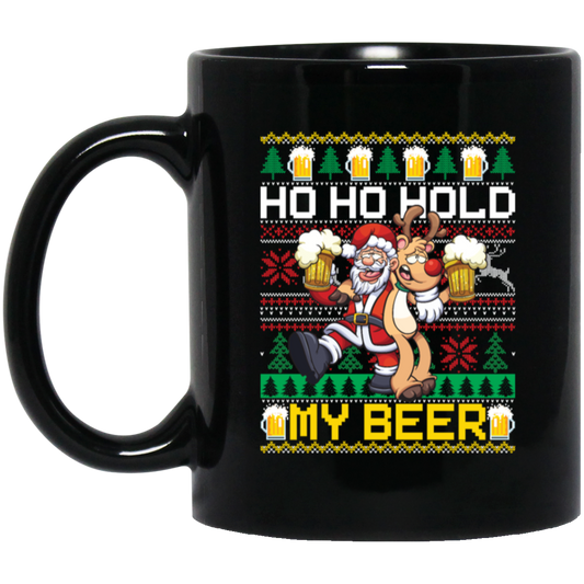 Santa Drinking Beer, Ho Ho Hold, Love Beer, Santa Really Love Beer Black Mug