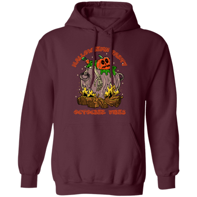 October Vibes, Halloween Party, Horror Party, Horror Pumpkin Pullover Hoodie