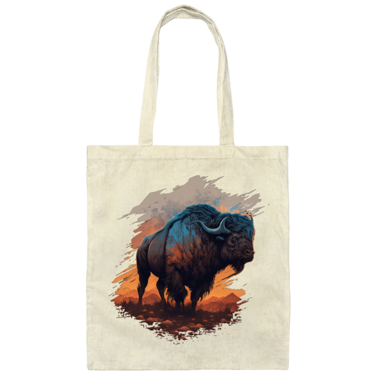 Buffalo Love Gift, Buffalo On A Field, Vintage Style, Cool Buffalo Canvas Tote Bag