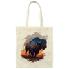 Buffalo Love Gift, Buffalo On A Field, Vintage Style, Cool Buffalo Canvas Tote Bag