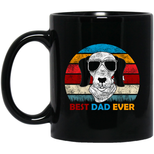 Funny Dog Gift, Retro Sunrise, Retro Tone, Dog Dad Lover Gift Black Mug