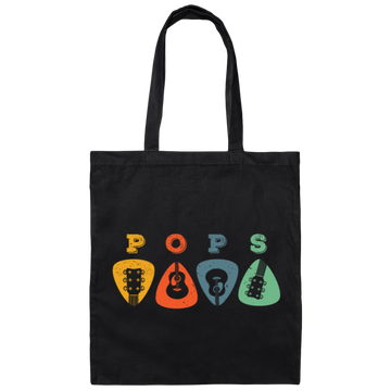 Pops Guitar, Guitar Picks, Retro Guitarist Canvas Tote Bag