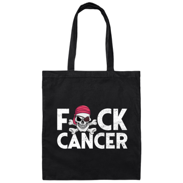 No Cancer, Pirate Cancer Survivor, Fuck Cancer, Healing Cancer Canvas Tote Bag