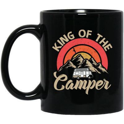 Like To Camp, King Of The Camper, Campsite Holiday Best Gift Black Mug