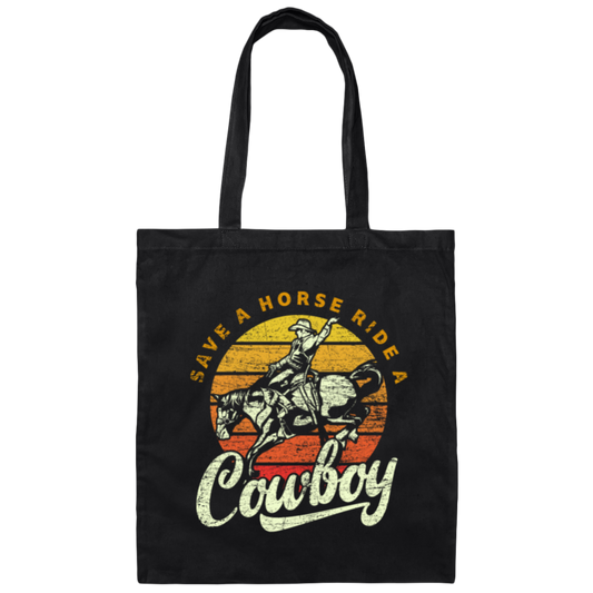 Cowboy Funny Saying, Save A Horse Canvas Tote Bag